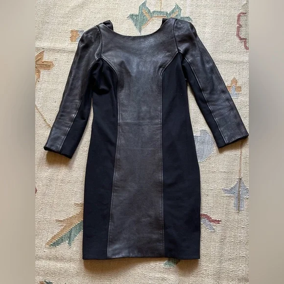 Diane Von Furstenberg leather open back dress size XS-S